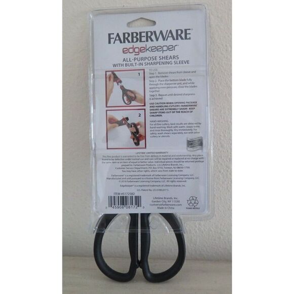 Farberware Edgekeeper All-Purpose Shears Scissors w/Built-In Sharpening Sleeve - Picture 2 of 4